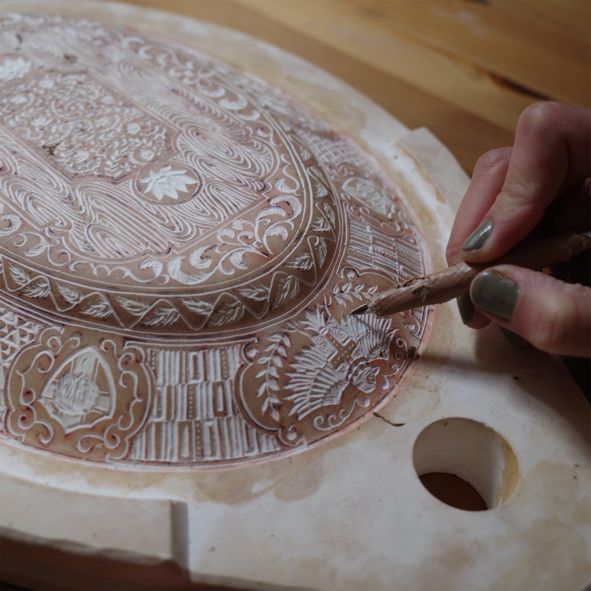 SUIYO 陽刻 オーバル皿 青磁*