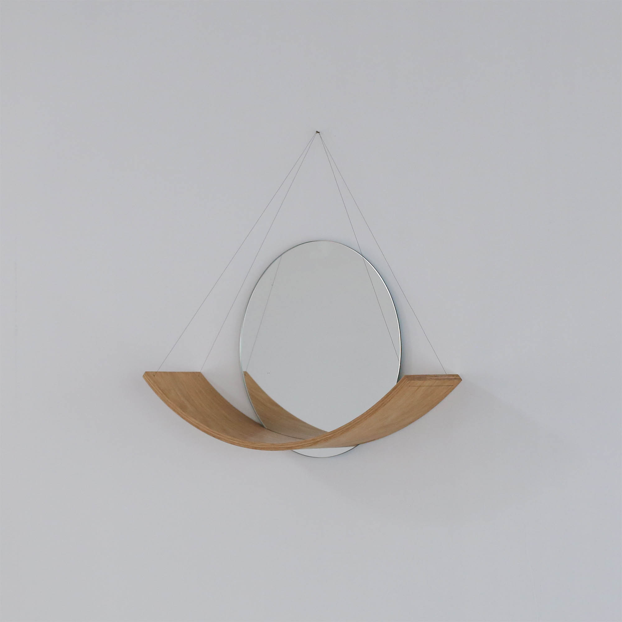 Curved Wood Shelf + mirror
