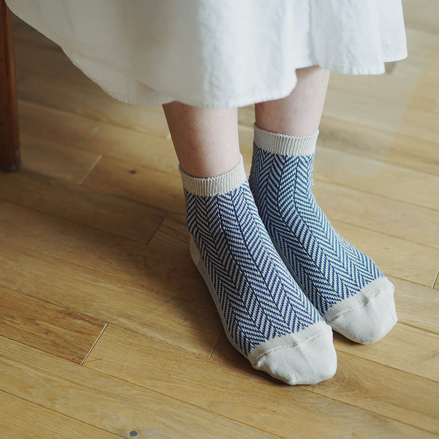 ギザコットンヘリンボーンソックス memeri