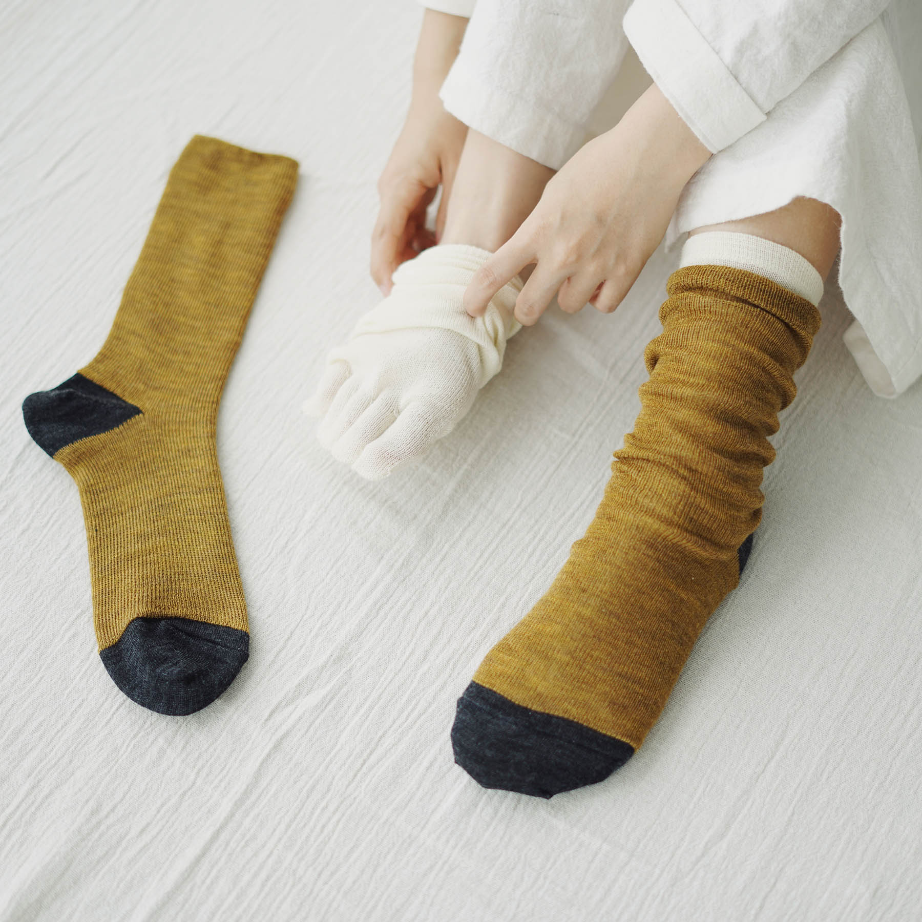 シルクウール5本指&2重編ソックス memeri