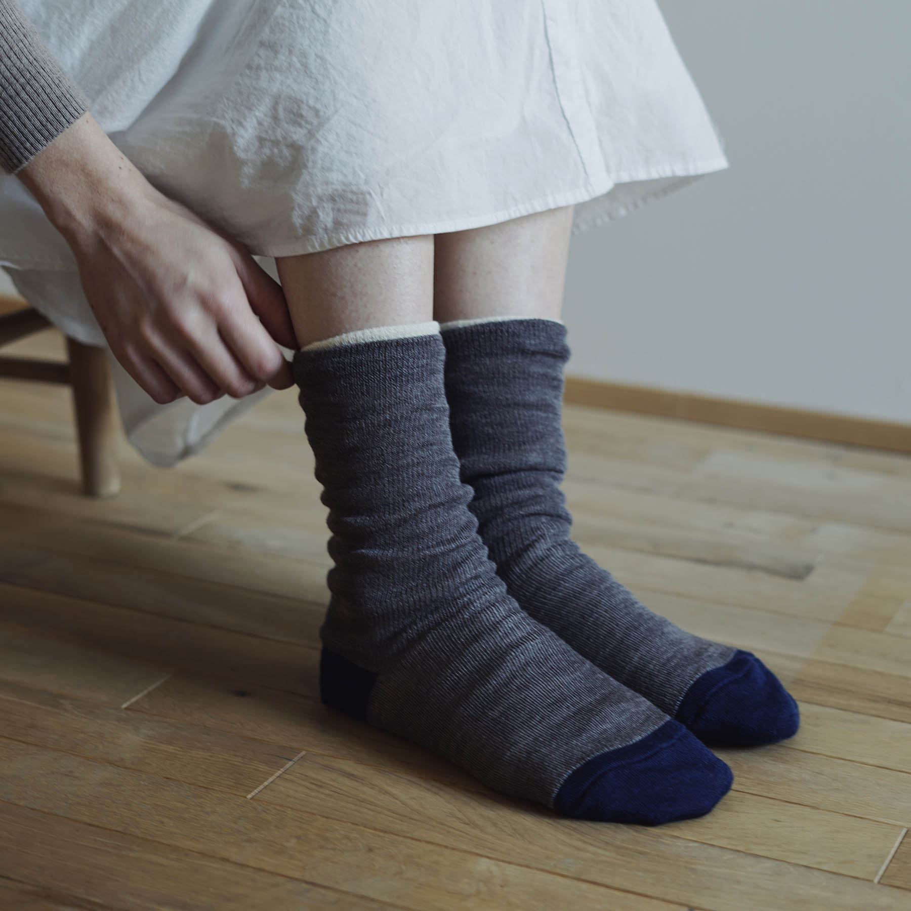 シルクウール5本指&2重編ソックス memeri