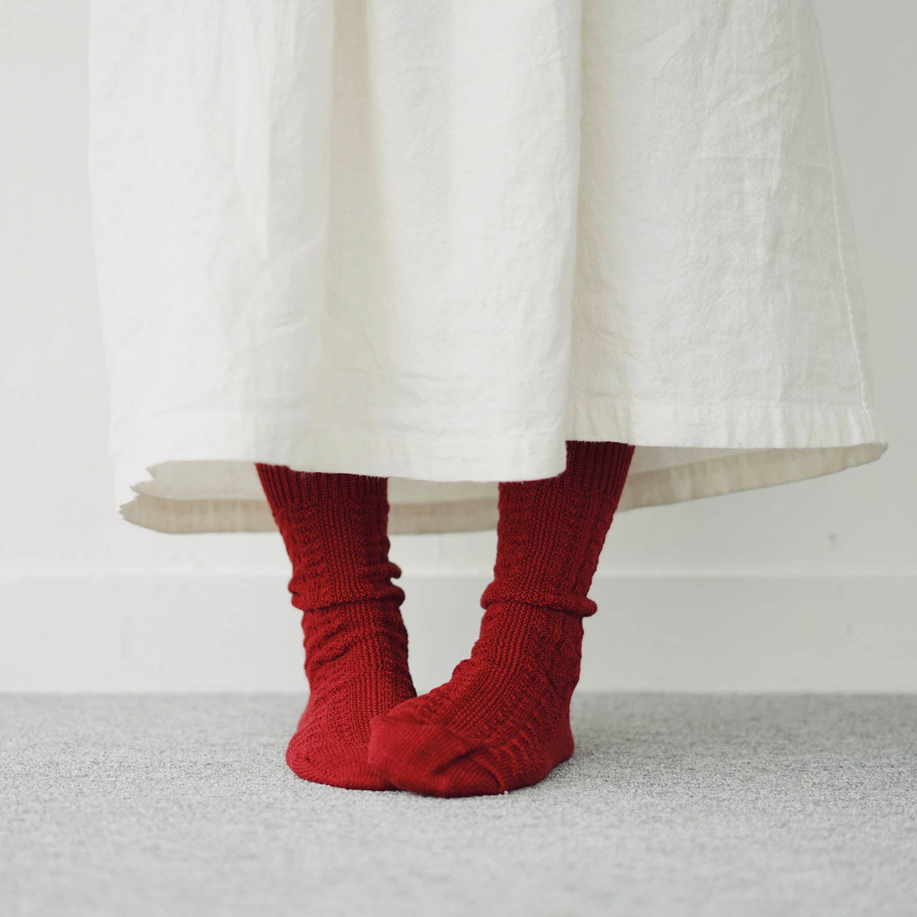 ウールコットンケーブルソックス memeri