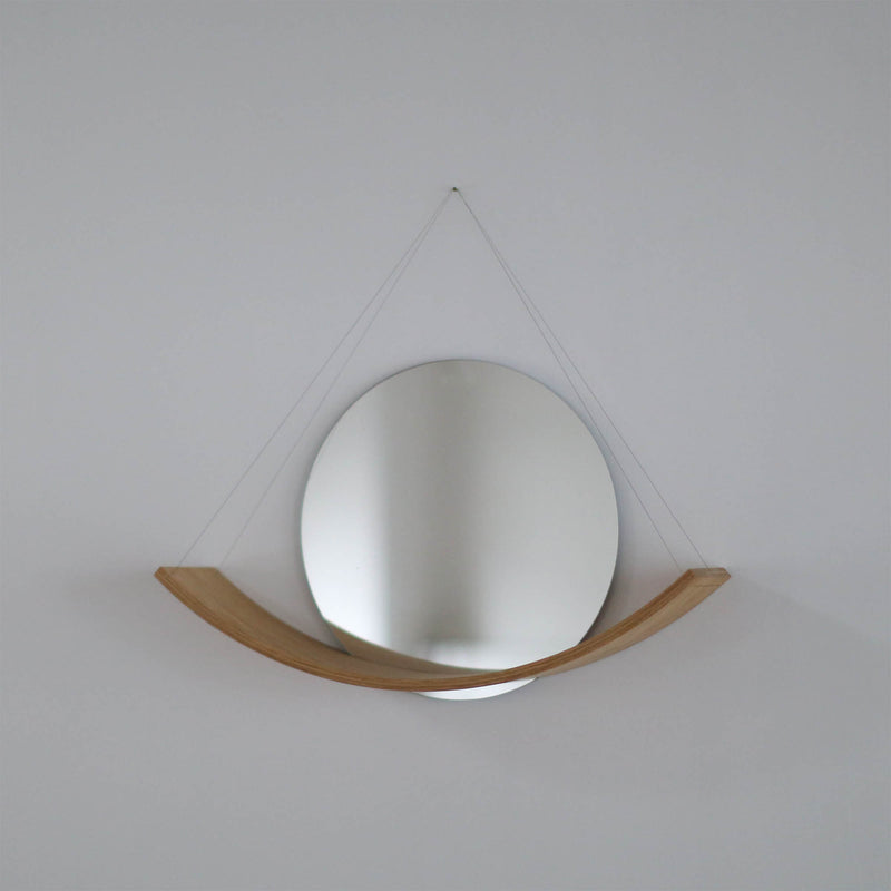 Curved Wood Shelf + mirror